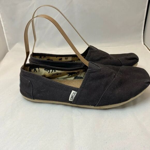 Tom’s  Slip on Shoes 10 wide black - Picture 2 of 7